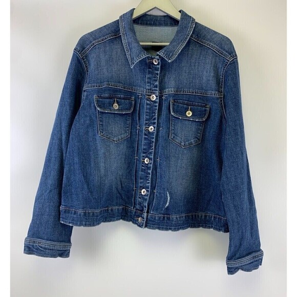 Lee Jackets & Blazers - Lee Modern Series Holden Denim Jacket Blue Button Flap Pockets Womens Plus 2X
